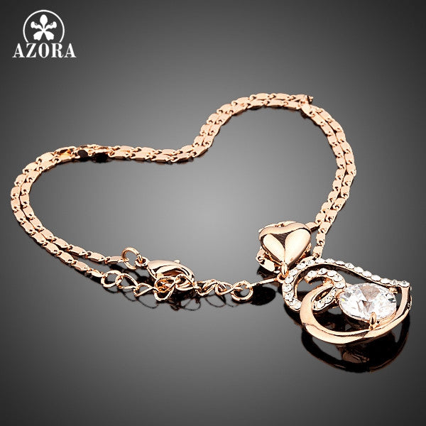 AZORA Rose Gold Plated Stellux Crystals Heart Pendant Necklace