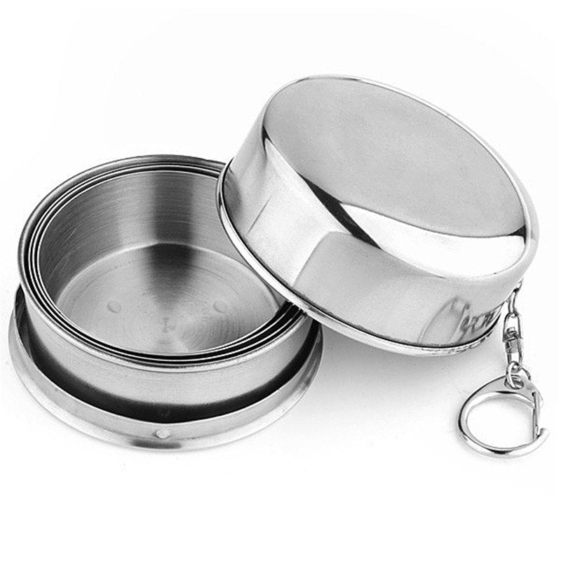 Stainless Steel Folding Cup Travel Tool Kit Survival- EDC Gear Outdoor Sports Mug Portable for Camping Hiking Lighter