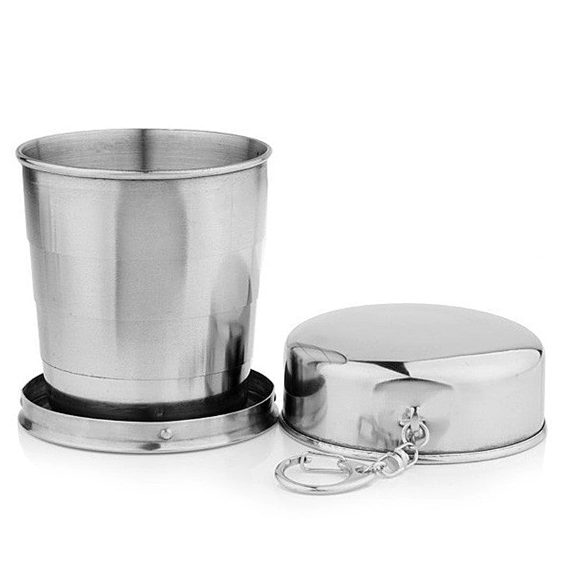 Stainless Steel Folding Cup Travel Tool Kit Survival- EDC Gear Outdoor Sports Mug Portable for Camping Hiking Lighter