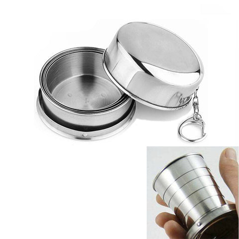 Stainless Steel Folding Cup Travel Tool Kit Survival- EDC Gear Outdoor Sports Mug Portable for Camping Hiking Lighter