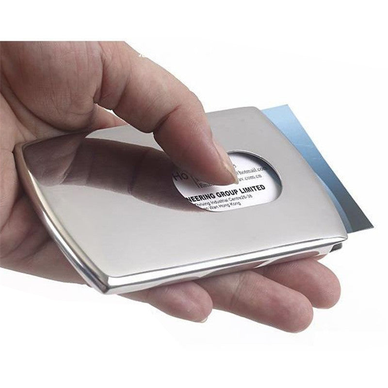 1 Piece Credit Card Holder Women Vogue Thumb Slide Out Stainless Steel Pocket ID Business Card Holder Case for Men Card Wallet