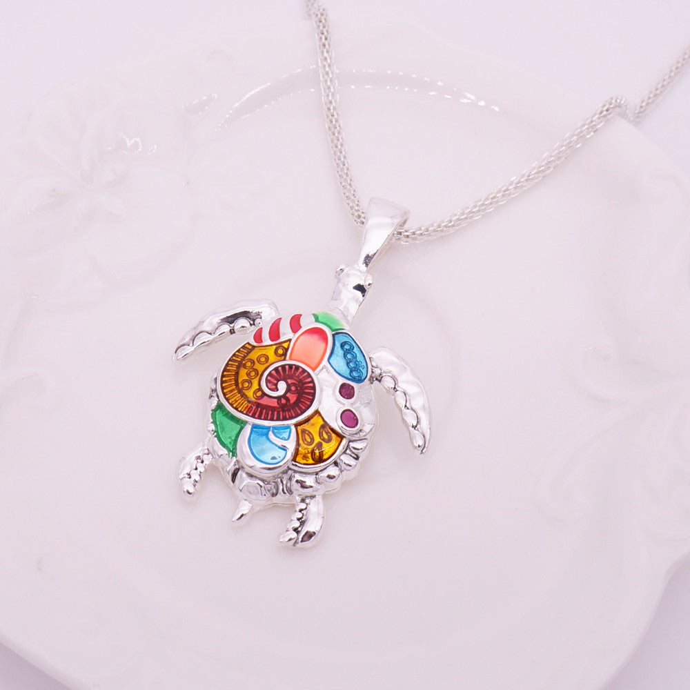 Turtle Necklace & Pendants Bright Colors Enamel Tortoise Multi Necklace Sea Jewelry