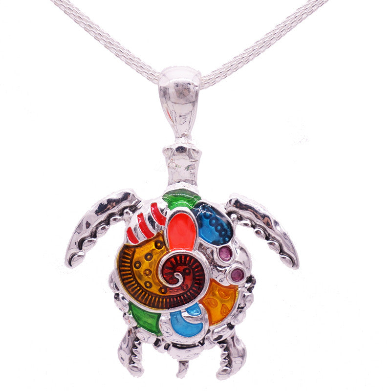 Turtle Necklace & Pendants Bright Colors Enamel Tortoise Multi Necklace Sea Jewelry