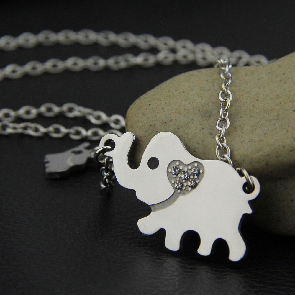 New Fashion Style Titanium Steel Double Elephant Necklaces Mama Baby Pendants Dropshipping Jewelry