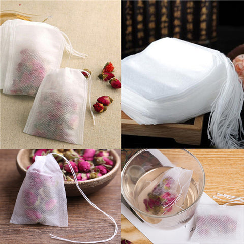 100 Teabags 5.5 x 7CM Empty Scented Tea Bags With String Heal Seal Filter Paper for Herbal Loose Tea
