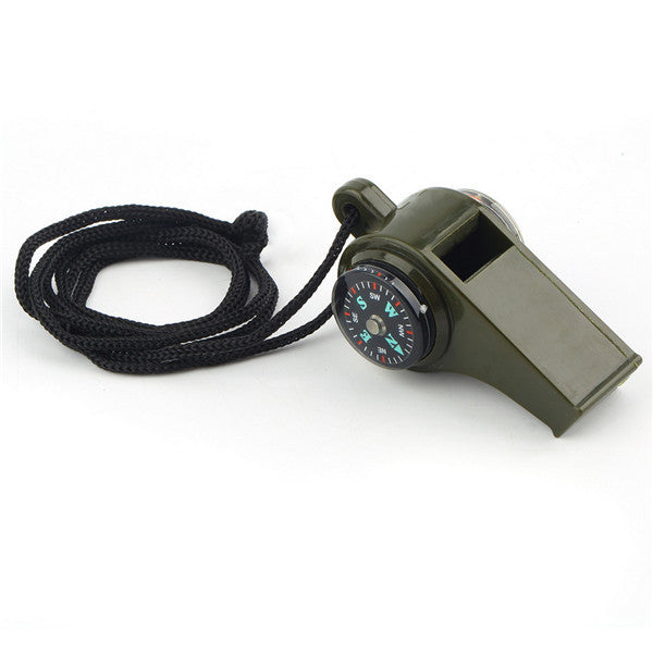 Whistle Compass and Camping Thermometer - 3 in 1 Survival Gear