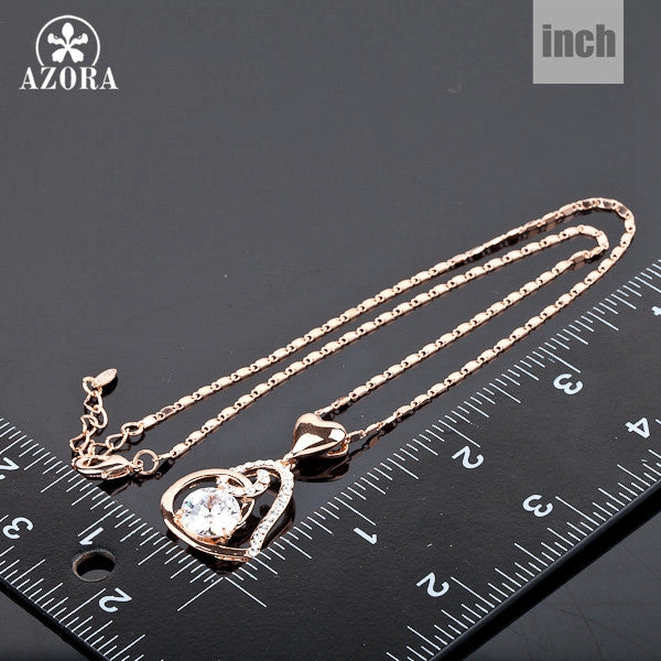 AZORA Rose Gold Plated Stellux Crystals Heart Pendant Necklace