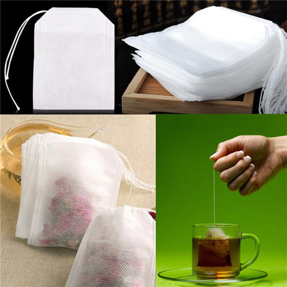 100 Teabags 5.5 x 7CM Empty Scented Tea Bags With String Heal Seal Filter Paper for Herbal Loose Tea