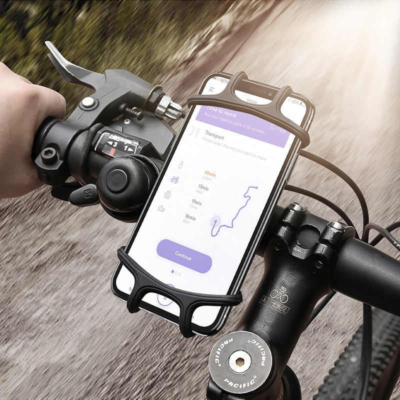 Bike Phone Holder Silicone Adjustable Pull Button Anti-shock Phone Holder Mount Bracket Fork For Bicycle Phone Holder Phone