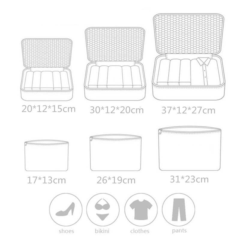 Packing Cube Organizer - 6 Piece Set High Quality Oxford Cloth Travel Mesh Bag In Bag Luggage Organizer for Clothing