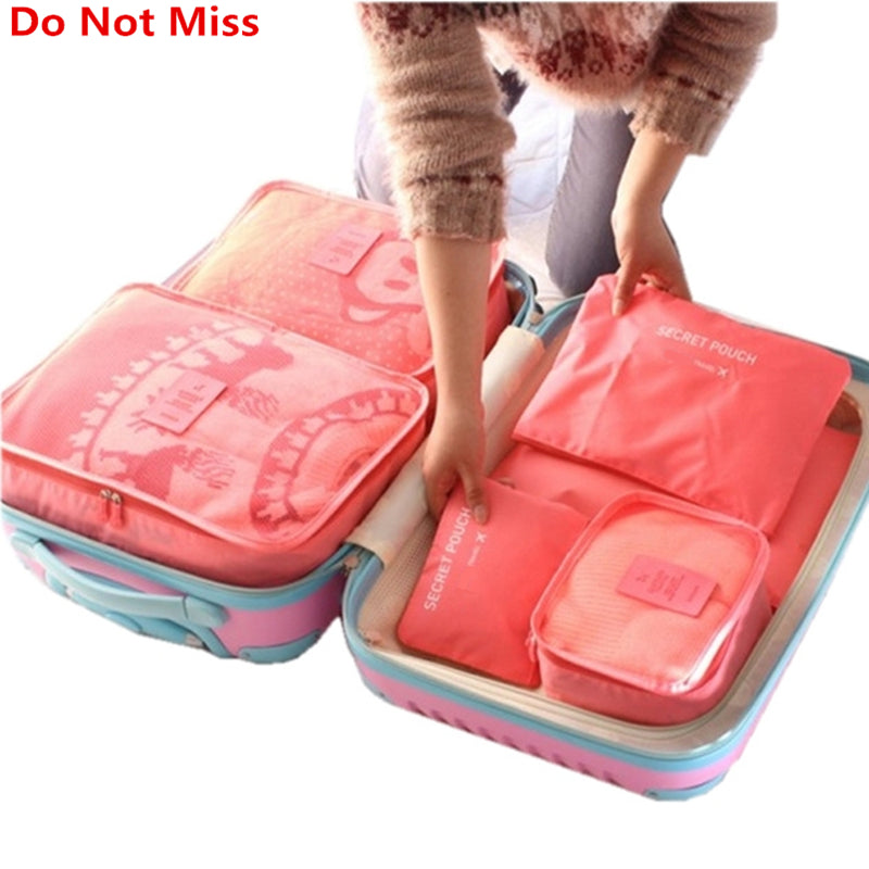 Packing Cube Organizer - 6 Piece Set High Quality Oxford Cloth Travel Mesh Bag In Bag Luggage Organizer for Clothing