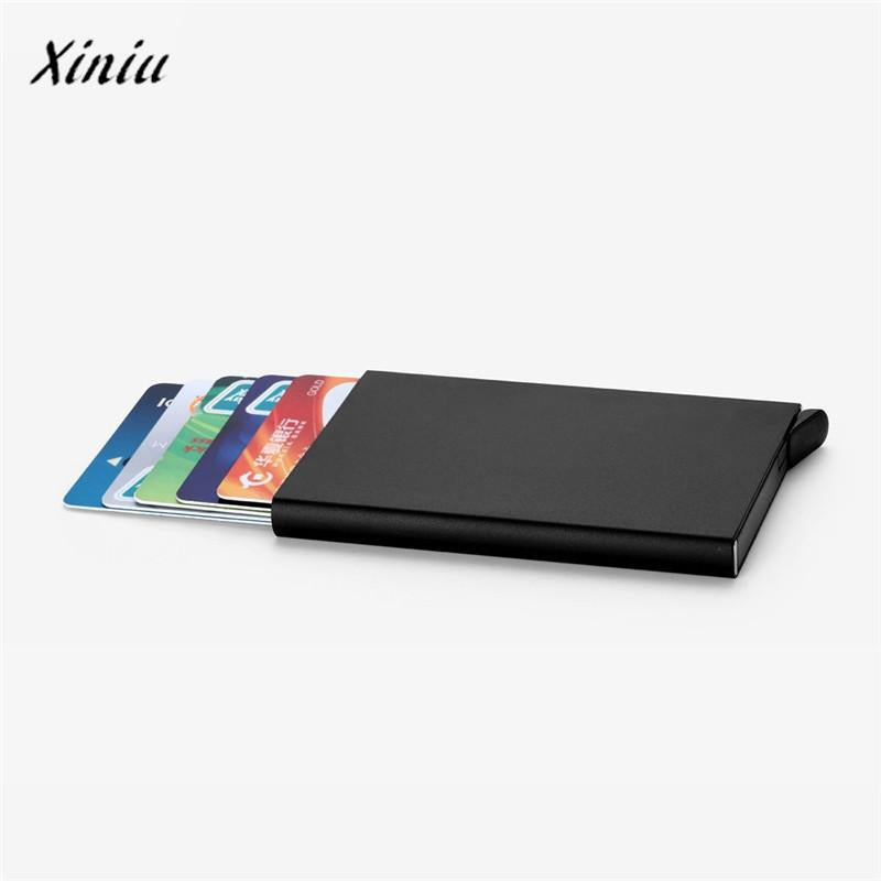 Free shipping Card Holder Stainless Steel Silver Aluminium Credit Card Case Women Wallets Nueva Vogue Men ID Card Box Cartao