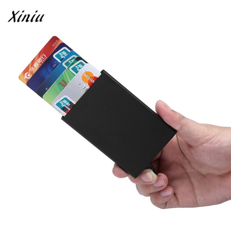 Free shipping Card Holder Stainless Steel Silver Aluminium Credit Card Case Women Wallets Nueva Vogue Men ID Card Box Cartao