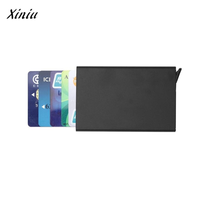 Free shipping Card Holder Stainless Steel Silver Aluminium Credit Card Case Women Wallets Nueva Vogue Men ID Card Box Cartao