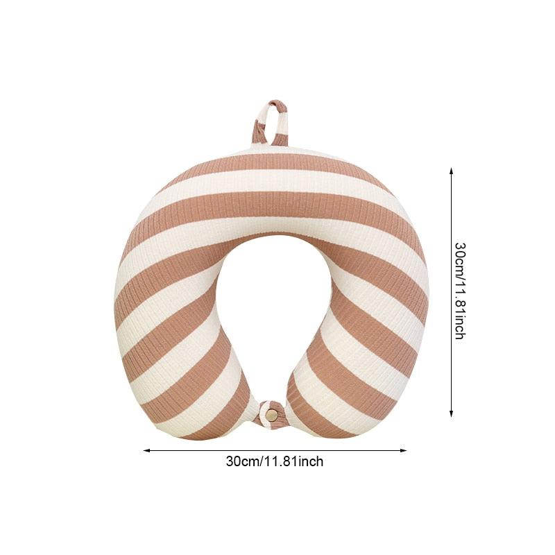 Travel Neck Pillow - Knitting Cotton Stripe U-Shaped