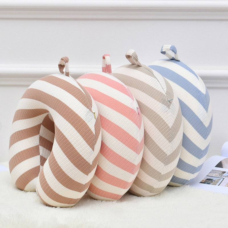 Travel Neck Pillow - Knitting Cotton Stripe U-Shaped