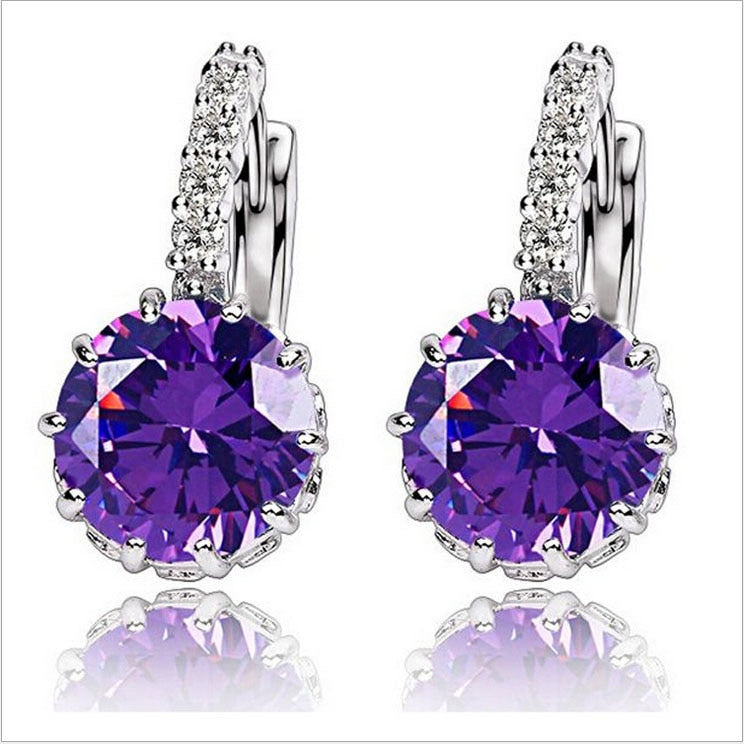 MISANANRYNE Silver-color CZ Zircon Drop Earring For Women Fashion Wedding Earrings 9 Colors Jewelry Brincos Pendientes
