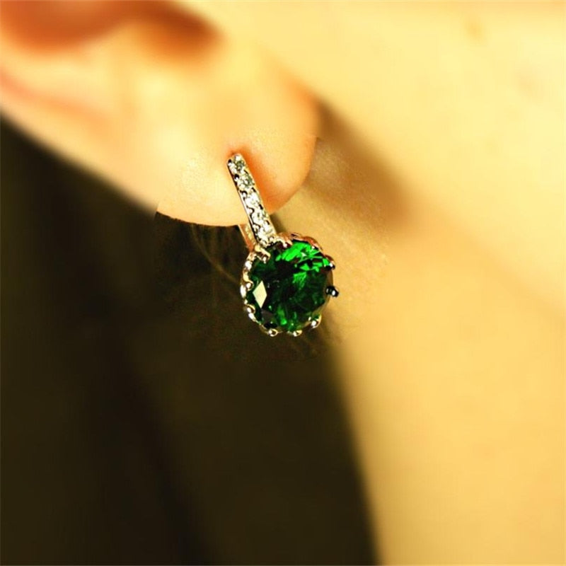 MISANANRYNE Silver-color CZ Zircon Drop Earring For Women Fashion Wedding Earrings 9 Colors Jewelry Brincos Pendientes