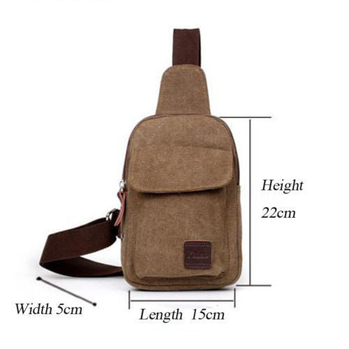 Men's Small Chest Sling Bag Travel Hiking Cross Body Messenger Shoulder Backpack Solid Men Canvas Bag