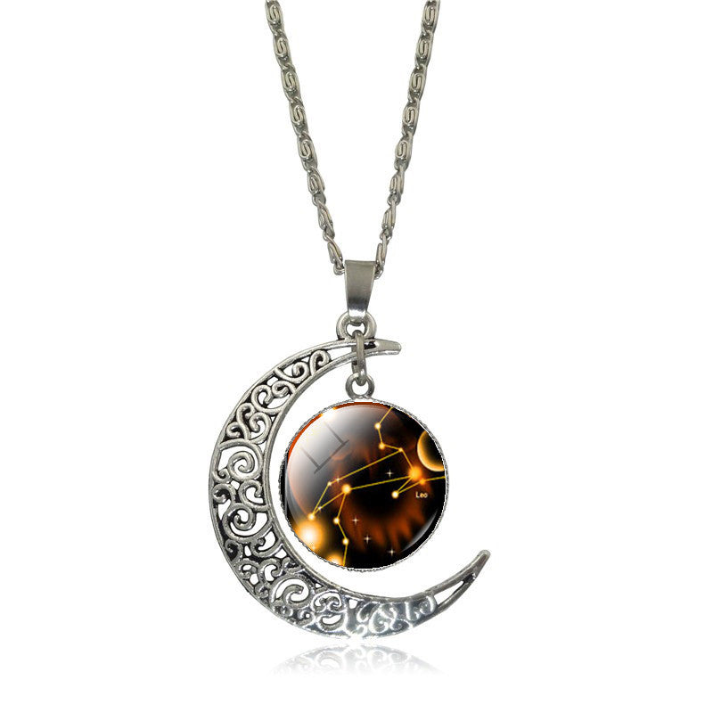 New Hot Fashion Jewelry Choker Necklace Glass Galaxy Lovely necklaces & pendants Silver Chain Moon Necklace Free shipping