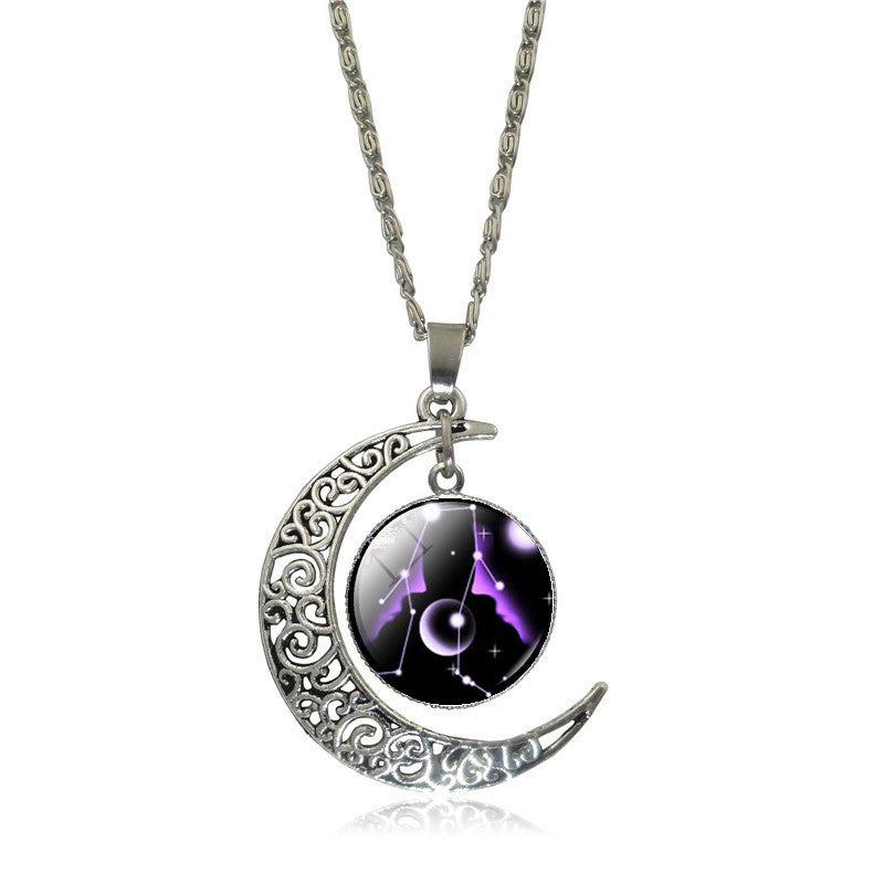 New Hot Fashion Jewelry Choker Necklace Glass Galaxy Lovely necklaces & pendants Silver Chain Moon Necklace Free shipping