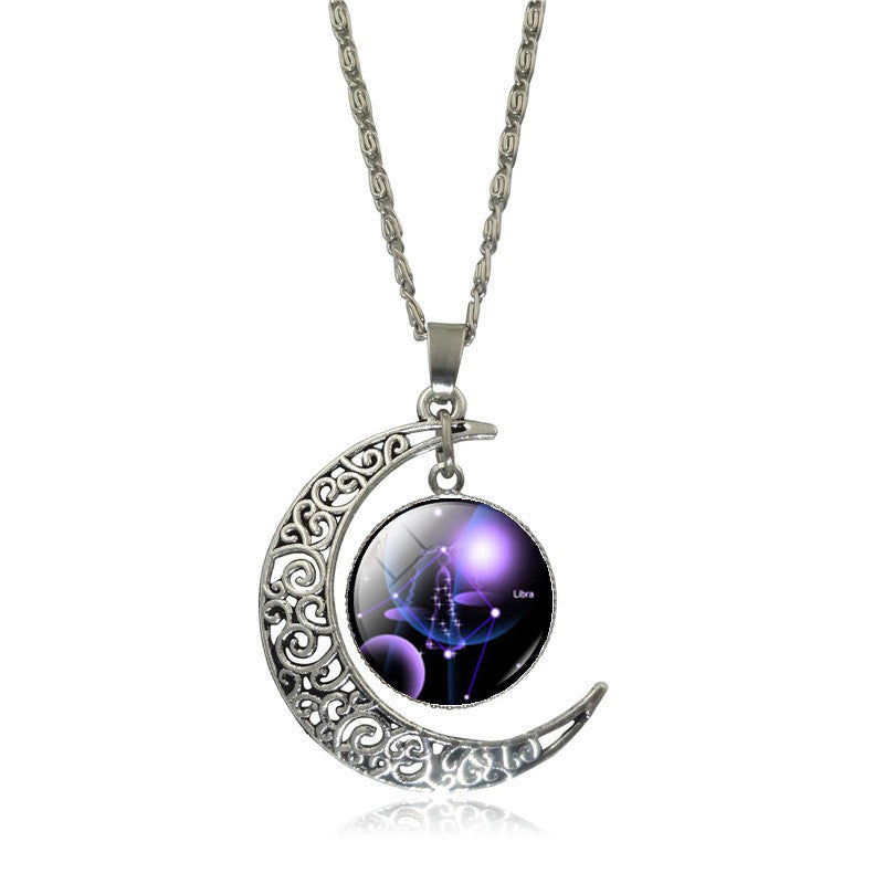 New Hot Fashion Jewelry Choker Necklace Glass Galaxy Lovely necklaces & pendants Silver Chain Moon Necklace Free shipping