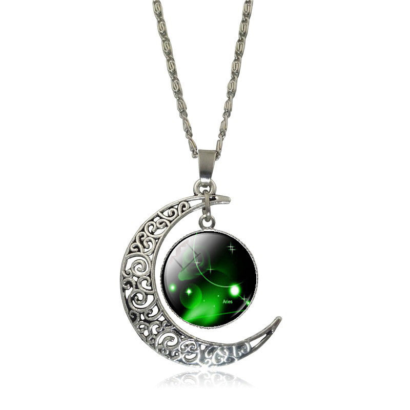 New Hot Fashion Jewelry Choker Necklace Glass Galaxy Lovely necklaces & pendants Silver Chain Moon Necklace Free shipping