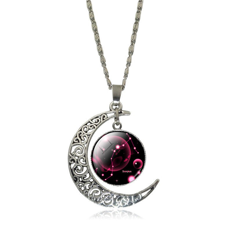 New Hot Fashion Jewelry Choker Necklace Glass Galaxy Lovely necklaces & pendants Silver Chain Moon Necklace Free shipping