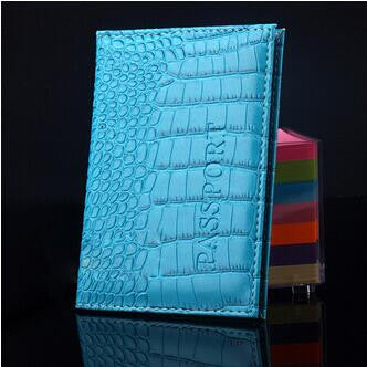 Leather Passport Cover Protector Fashion Alligator Embossing Travel Passport Case Men Women ID Credit Card Holder Wallet