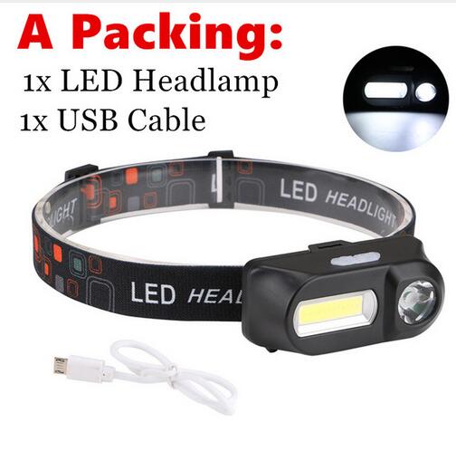 Outdoor camping Portable mini XPE+COB LED Headlamp USB charging Fishing headlights flashlight