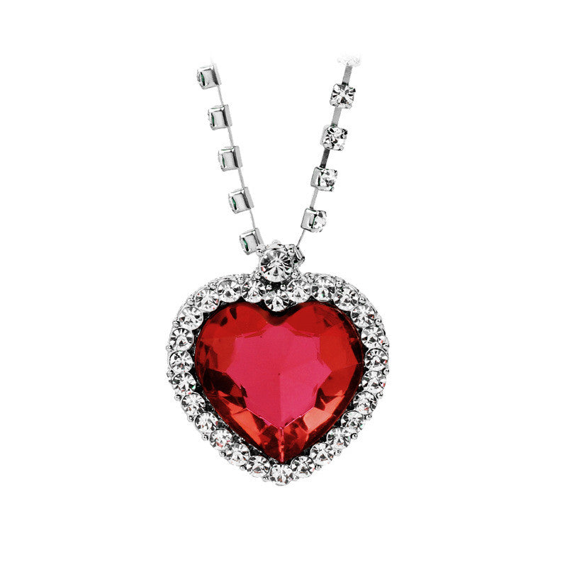 QIHE JEWELRY Classic Fashion Titanic Heart Of Ocean Necklace Heart Pendant Necklace Zircon Luxury Necklace Factory Direct