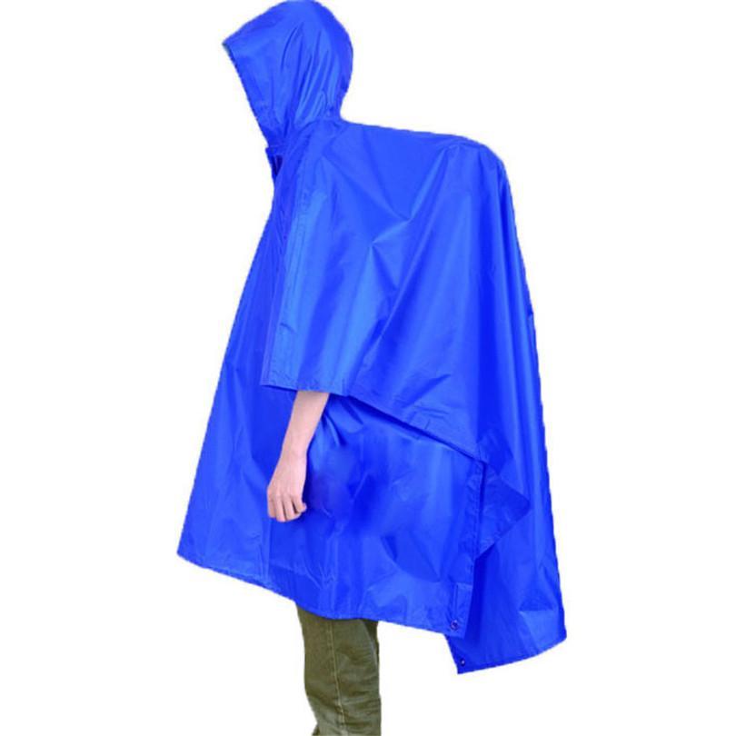 Rain Poncho, 3 in 1 Multifunctional Portable Raincoat with Hood Hiking Camping Mat Cycling Rain Cover Poncho for Outdoor Activities
