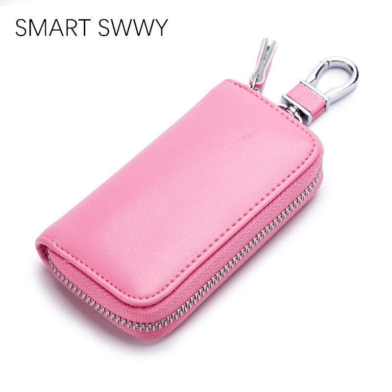 Women Genuine Leather Car key holder Wallets Pink Small Wallet Ladies Purse For Girls Mini Keys Organizer Bags Keychain Clip