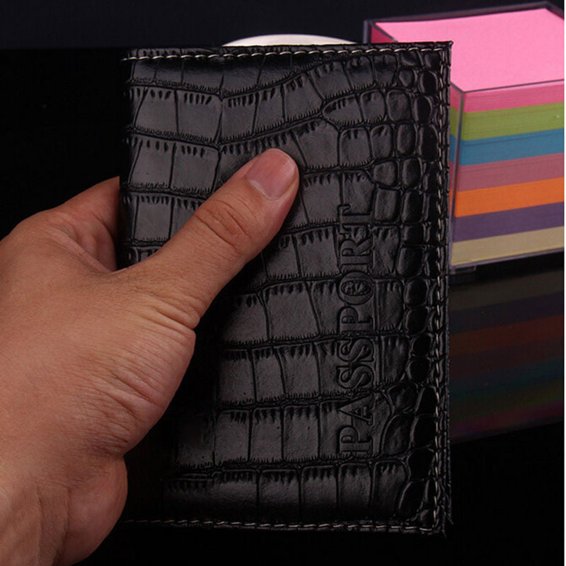 Leather Passport Cover Protector Fashion Alligator Embossing Travel Passport Case Men Women ID Credit Card Holder Wallet