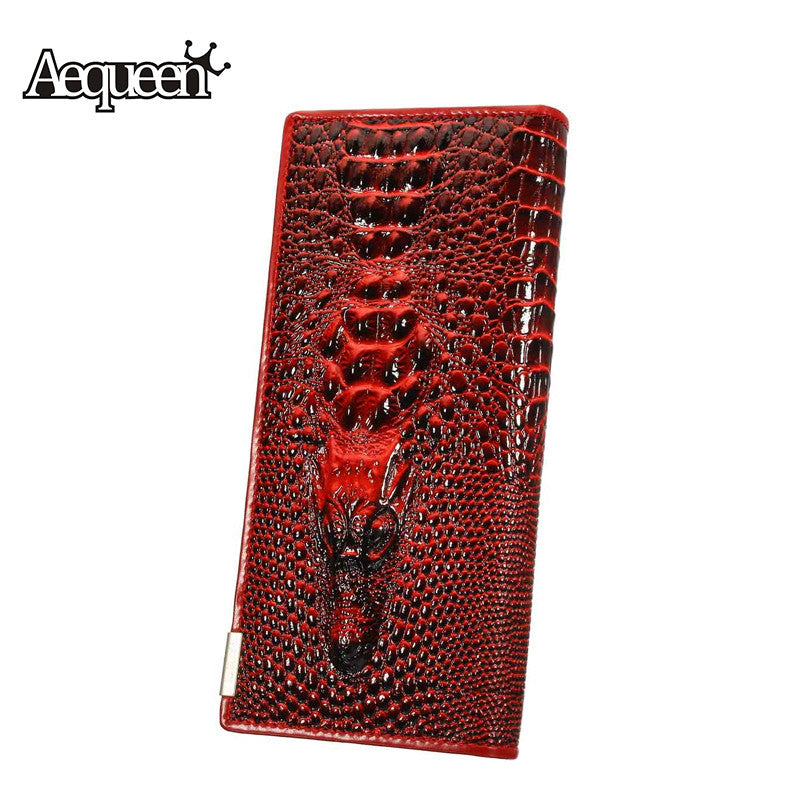 Women Leather Wallet 3D Alligator Long Design Lady's Purse