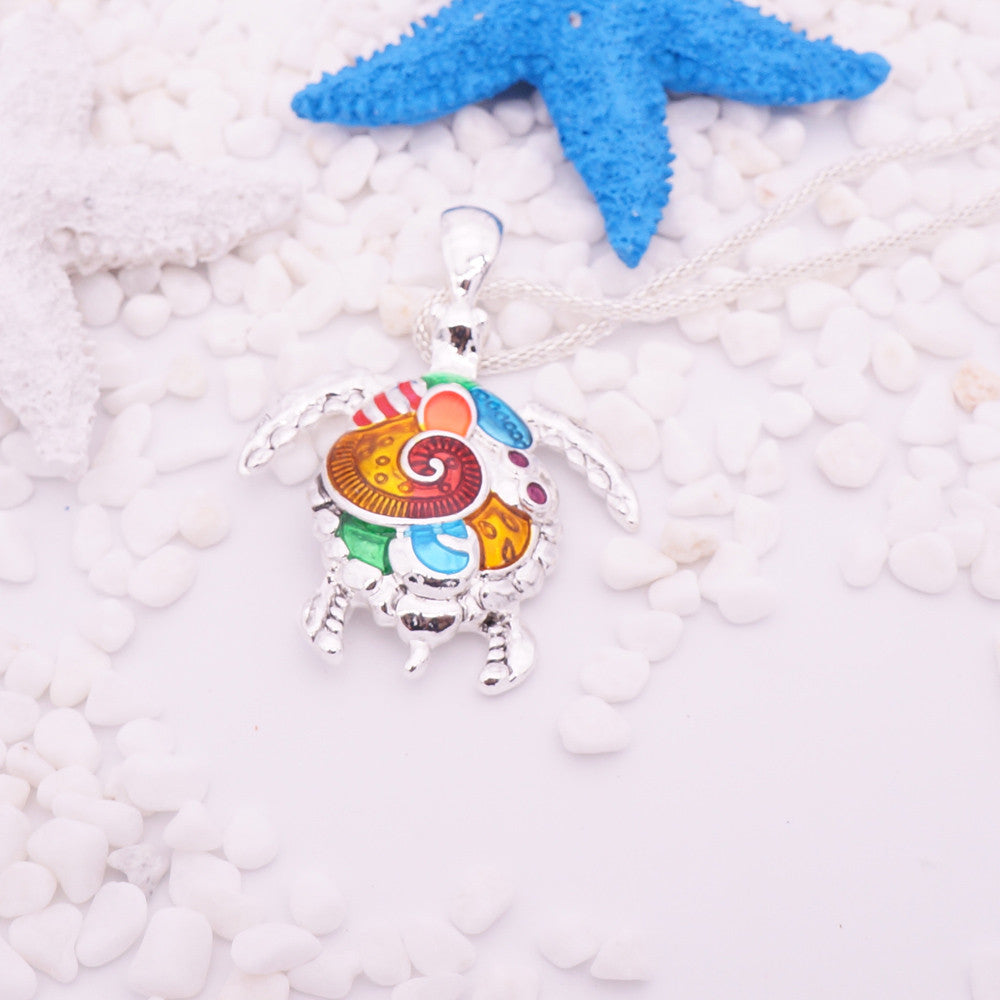 Turtle Necklace & Pendants Bright Colors Enamel Tortoise Multi Necklace Sea Jewelry