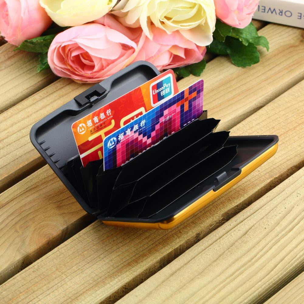 Waterproof Business ID Credit Card Holder Wallet Pocket Case Aluminum Metal Shiny Side Anti RFID scan Cover Wholesale Quality